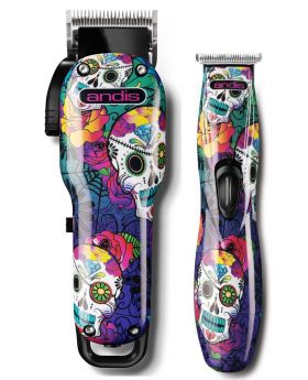 Andis Combo Cordless US Pro Li & Slimline Pro Li Sugar Skull Cordless Hair Clipper & Trimmer